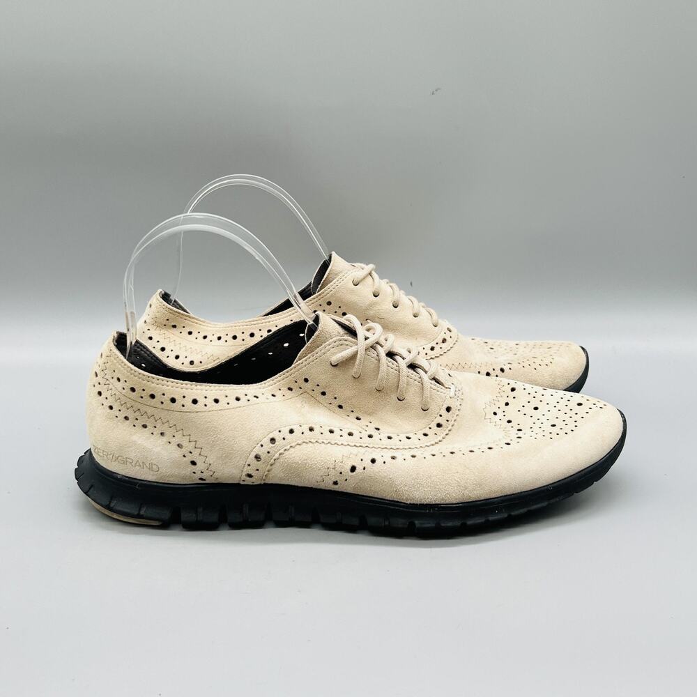 Cole Haan Shoes Womens 10 Beige Suede Zerogrand Wingtip Oxford Sneakers Brogue